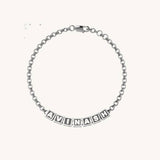 Silver Name Bracelet for Boys & Men with Square Cubes