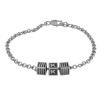 Sterling Silver Rakhi Bracelet With Oxidised Cubes For Boys & Men