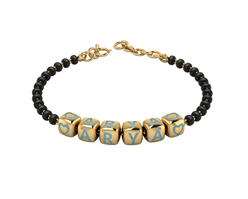 Sterling Silver Name Nazariya For Baby & Child With Dice Babykubes-18Kt Gold Plated