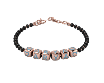 Sterling Silver Name Nazariya For Baby & Child With Dice Babykubes- 18Kt Pink Gold Plated