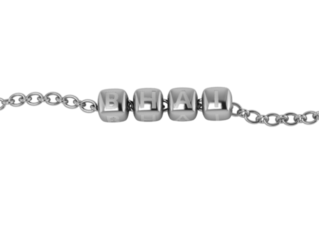 Sterling Silver Rakhi Bracelet Bhai With Plain Dice Cubes