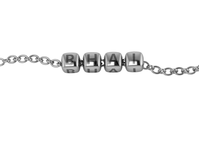 Sterling Silver Rakhi Bracelet Bhai With Oxidized Dice Cubes