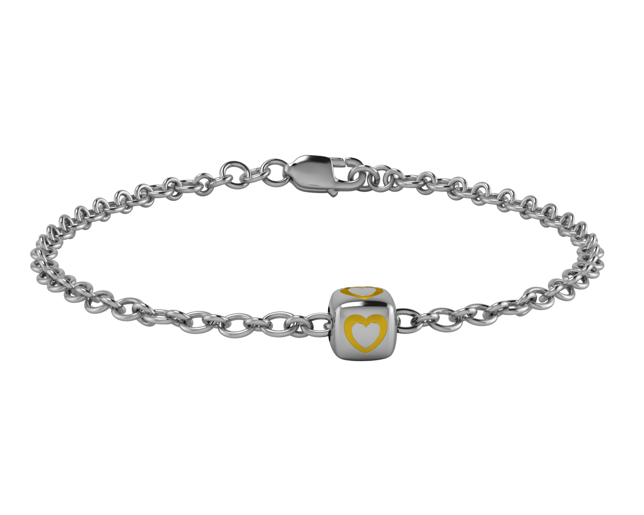 Sterling Silver Babykubes Single Heart Dice Bracelet For Baby And Child 4 / Yellow Bracelets