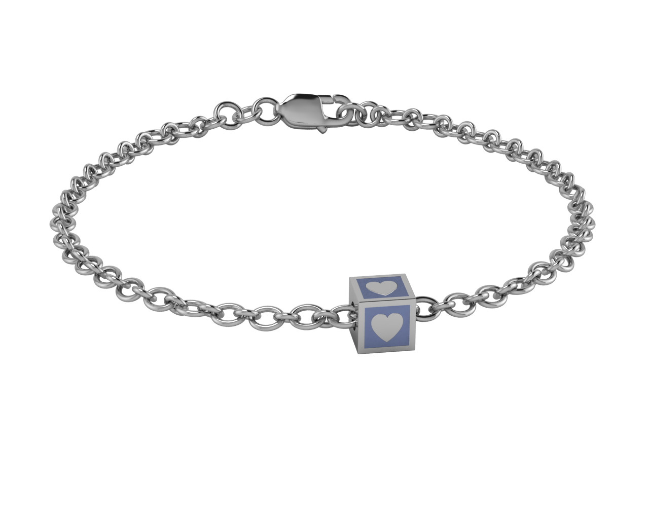 Sterling Silver Babykubes Gifting Heart Square Bracelet For Baby And Child 4 / Blue Bracelets