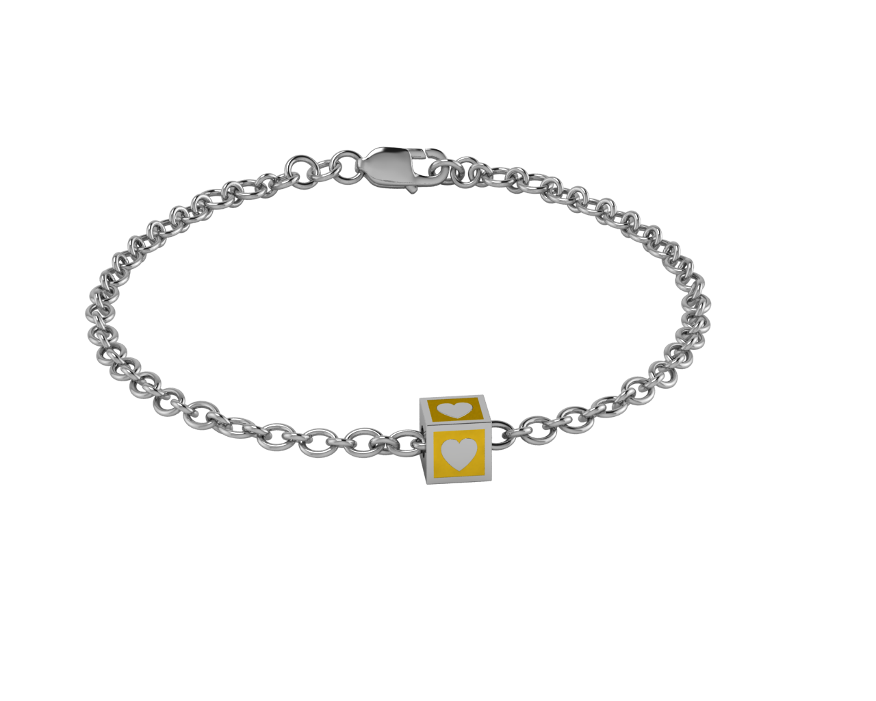 Sterling Silver Babykubes Gifting Heart Square Bracelet For Baby And Child 4 / Yellow Bracelets