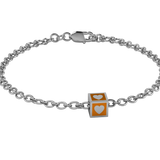 Sterling Silver Babykubes Gifting Heart Square Bracelet For Baby And Child 5 / Orange Bracelets