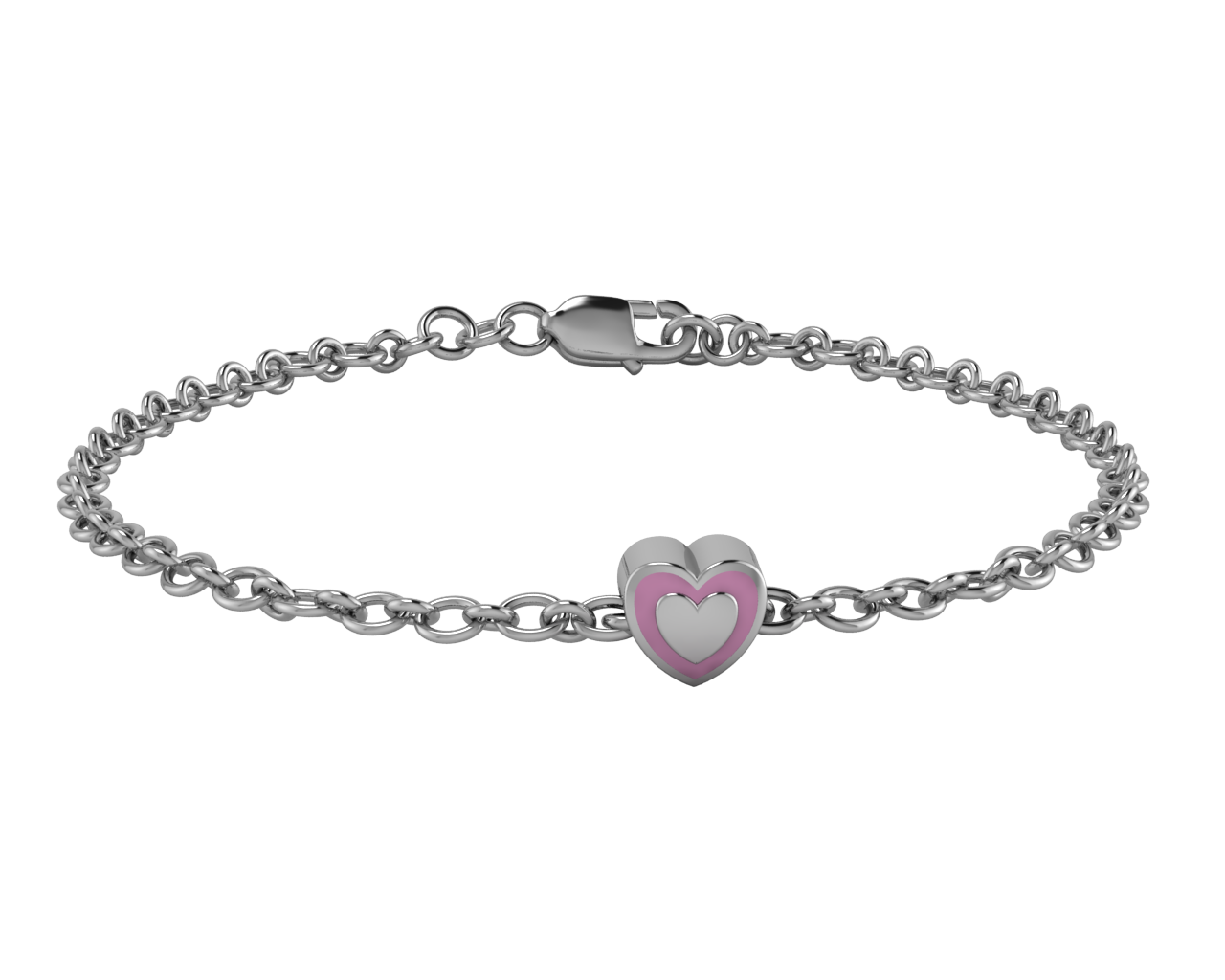Sterling Silver Babykubes Gifting Heart Bracelet For Baby And Child 4 / Pink Bracelets