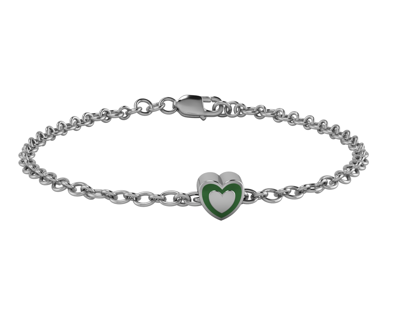 Sterling Silver Babykubes Gifting Heart Bracelet For Baby And Child 4 / Green Bracelets