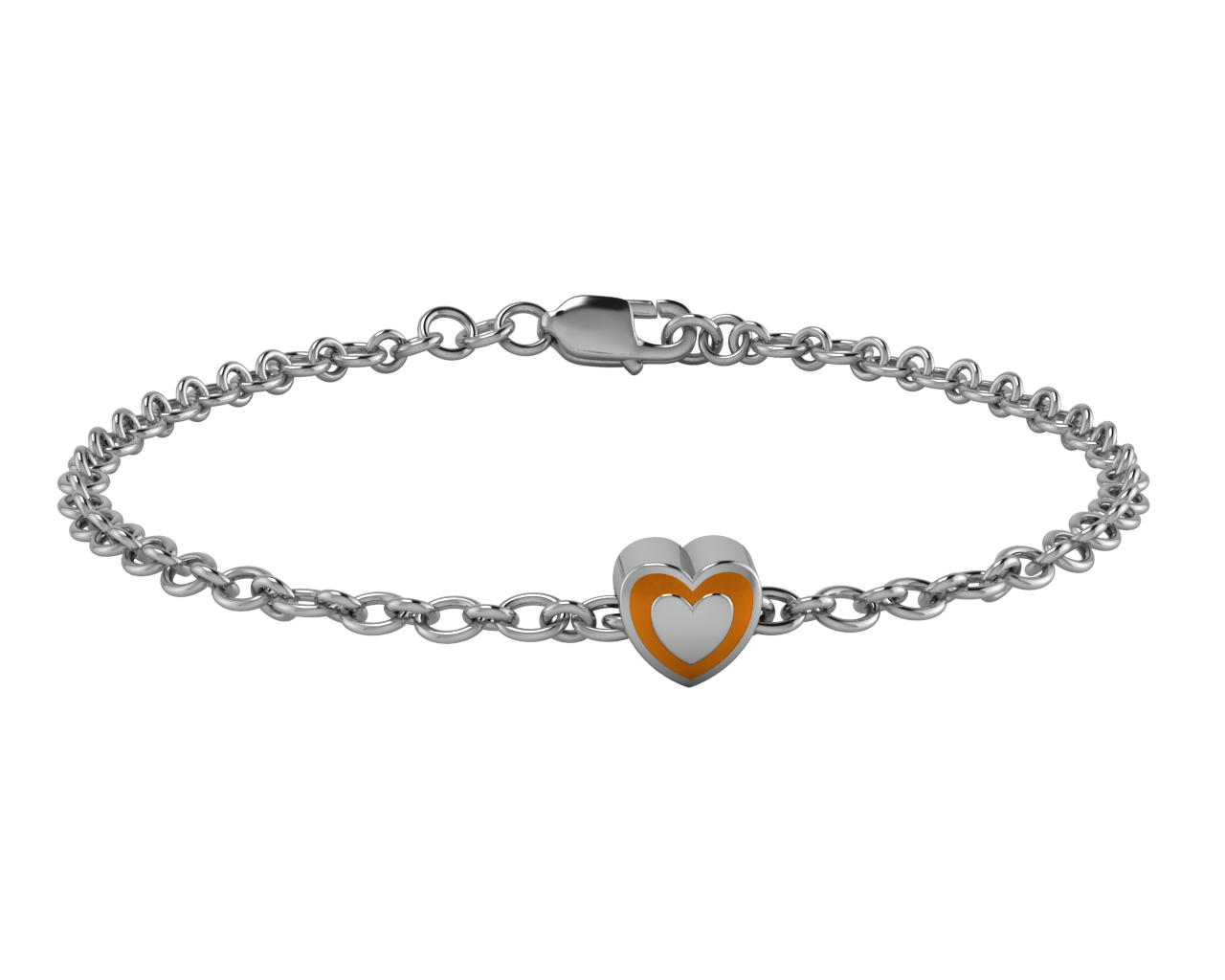 Sterling Silver Babykubes Gifting Heart Bracelet For Baby And Child 4 / Orange Bracelets
