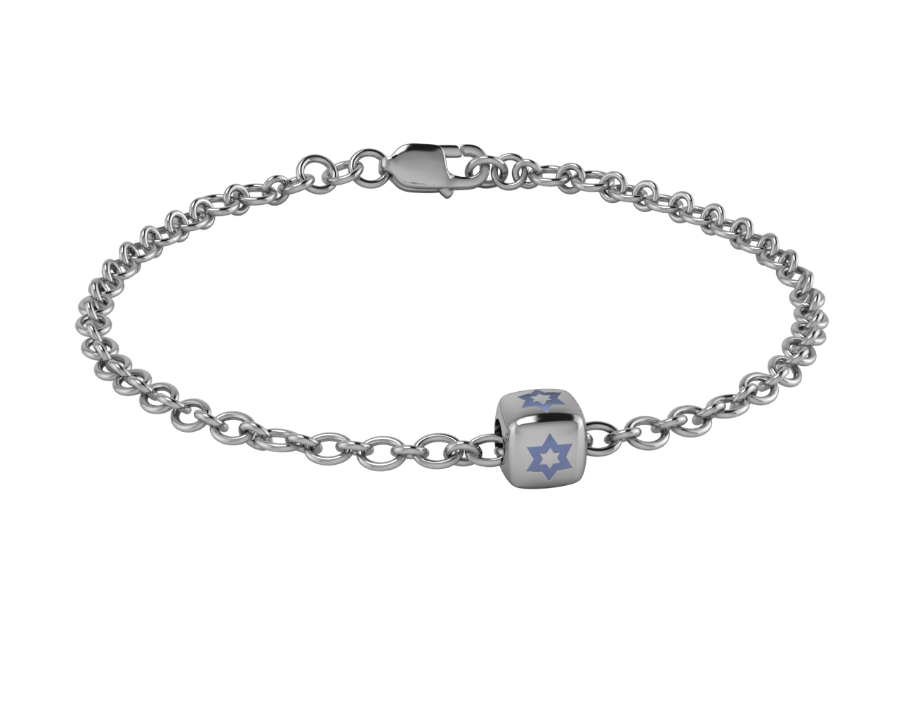 Sterling Silver Babykubes Single Star Dice Bracelet For Baby And Child 4 / Blue Bracelets