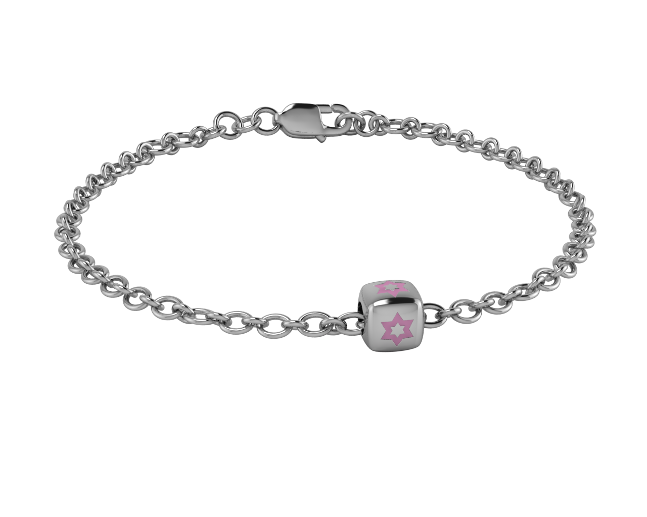 Sterling Silver Babykubes Single Star Dice Bracelet For Baby And Child 4 / Pink Bracelets