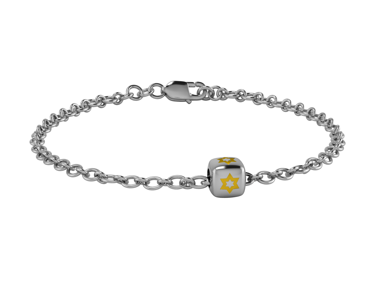 Sterling Silver Babykubes Single Star Dice Bracelet For Baby And Child 4 / Yellow Bracelets