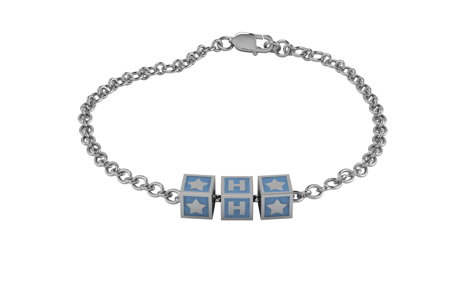 Sterling Silver Rakhi Personalised With Name - Blue Enamel Squares