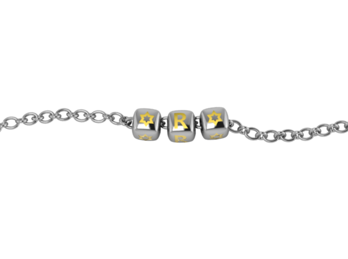 Sterling Silver Rakhi Personalised With Name - Yellow Enamel Dice Cubes