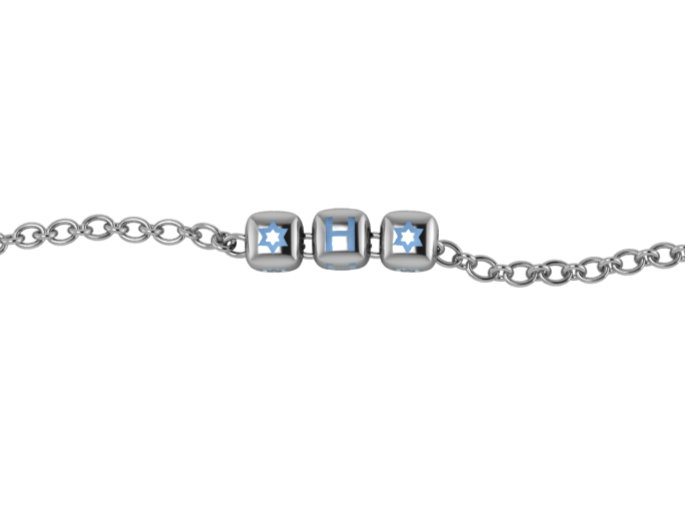 Sterling Silver Rakhi Personalised With Name - Blue Enamel Dice Cubes