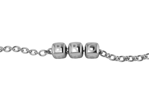 Sterling Silver Rakhi Bracelet Bro With Plain Dice Cubes