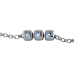 Sterling Silver Rakhi Bracelet Bro With Blue Dice Cubes