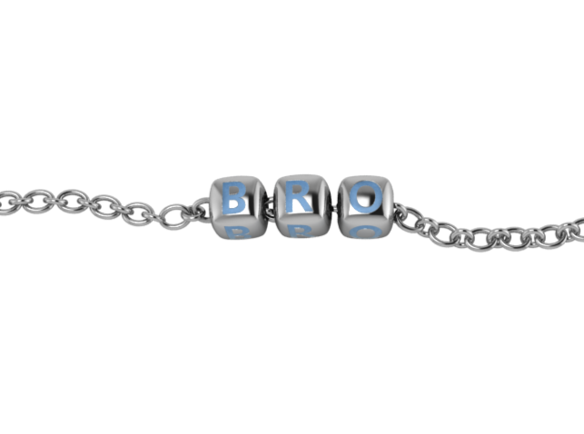 Sterling Silver Rakhi Bracelet Bro With Blue Dice Cubes