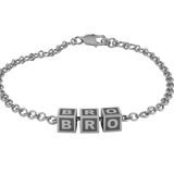 Sterling Silver Rakhi Bracelet Bro With Oxidised Square Cubes