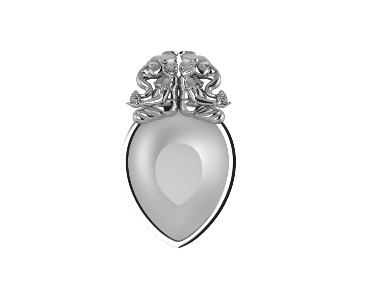 Sterling Silver Ganesh Laxmi Swastik Pear Diya & Agarbatti Holder Set By Isvara