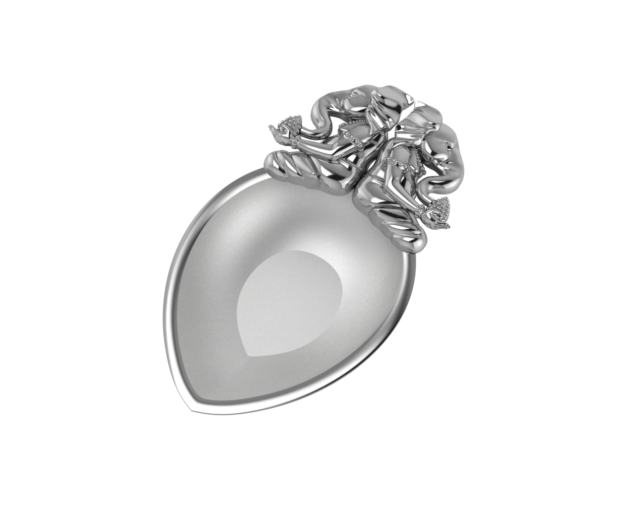 Sterling Silver Ganesh Laxmi Swastik Pear Diya & Agarbatti Holder Set By Isvara