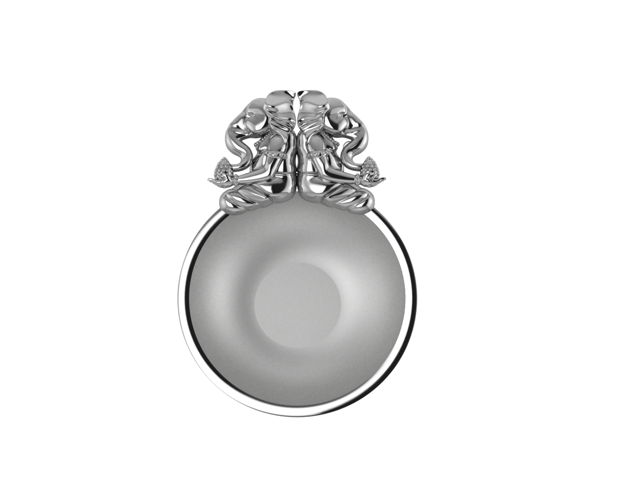 Sterling Silver Diya For Pooja - Ganesh Laxmi Round Diya By Isvara Diyas
