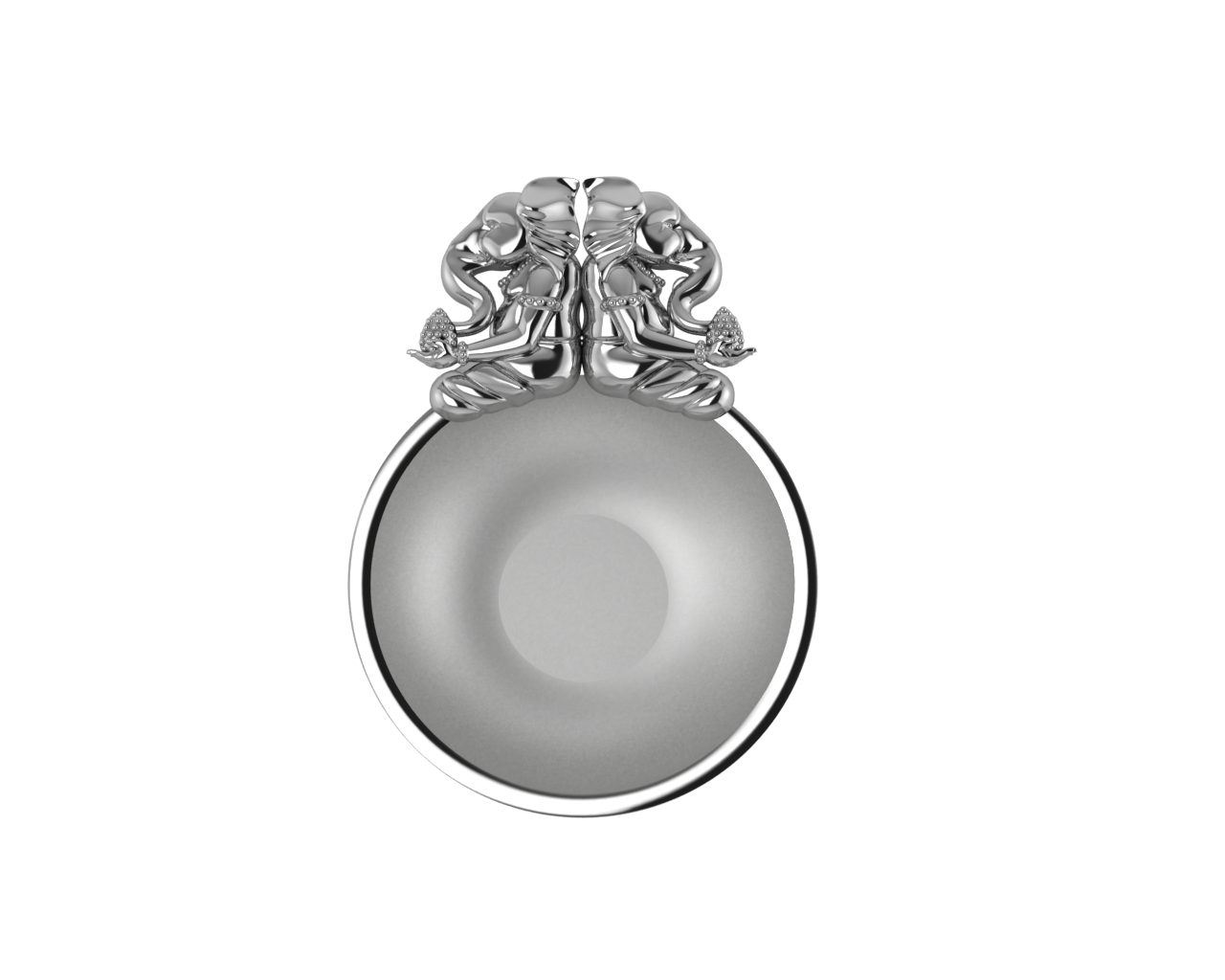Sterling Silver Ganesh Laxmi Om Round Diya & Agarbatti Holder Set By Isvara
