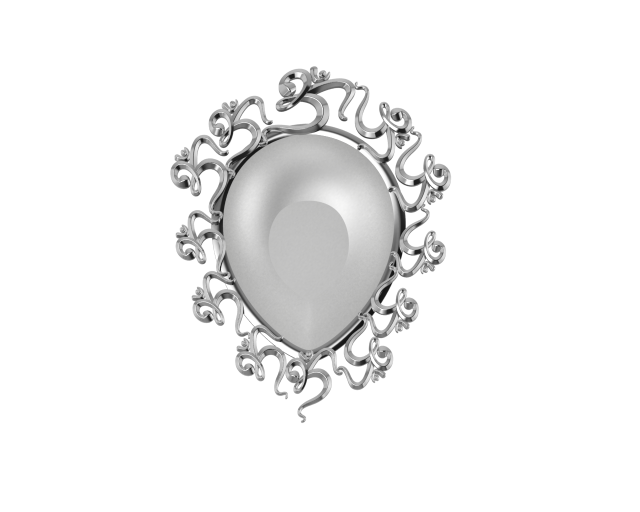 Sterling Silver Diya For Pooja - Multi Om Motif Pear Diya By Isvara Diyas