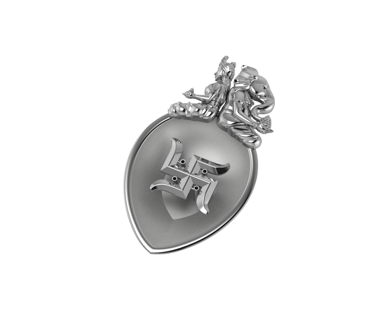 Sterling Silver Ganesh Laxmi Swastik Pear Diya & Agarbatti Holder Set By Isvara