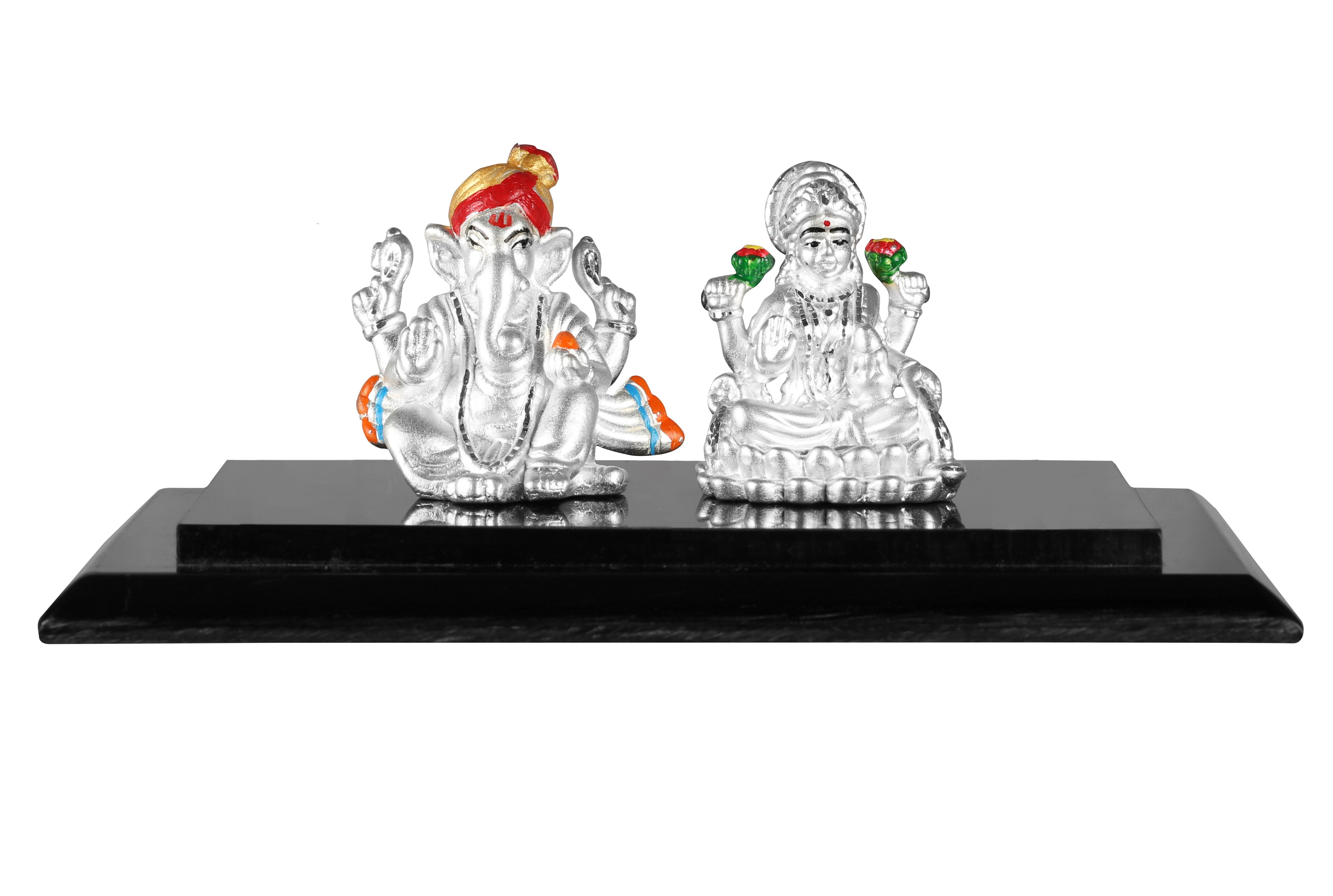 999 Pure Silver Ganesh Laxmi Idols By Krysaliis Isvara-Kriglx_Ms03