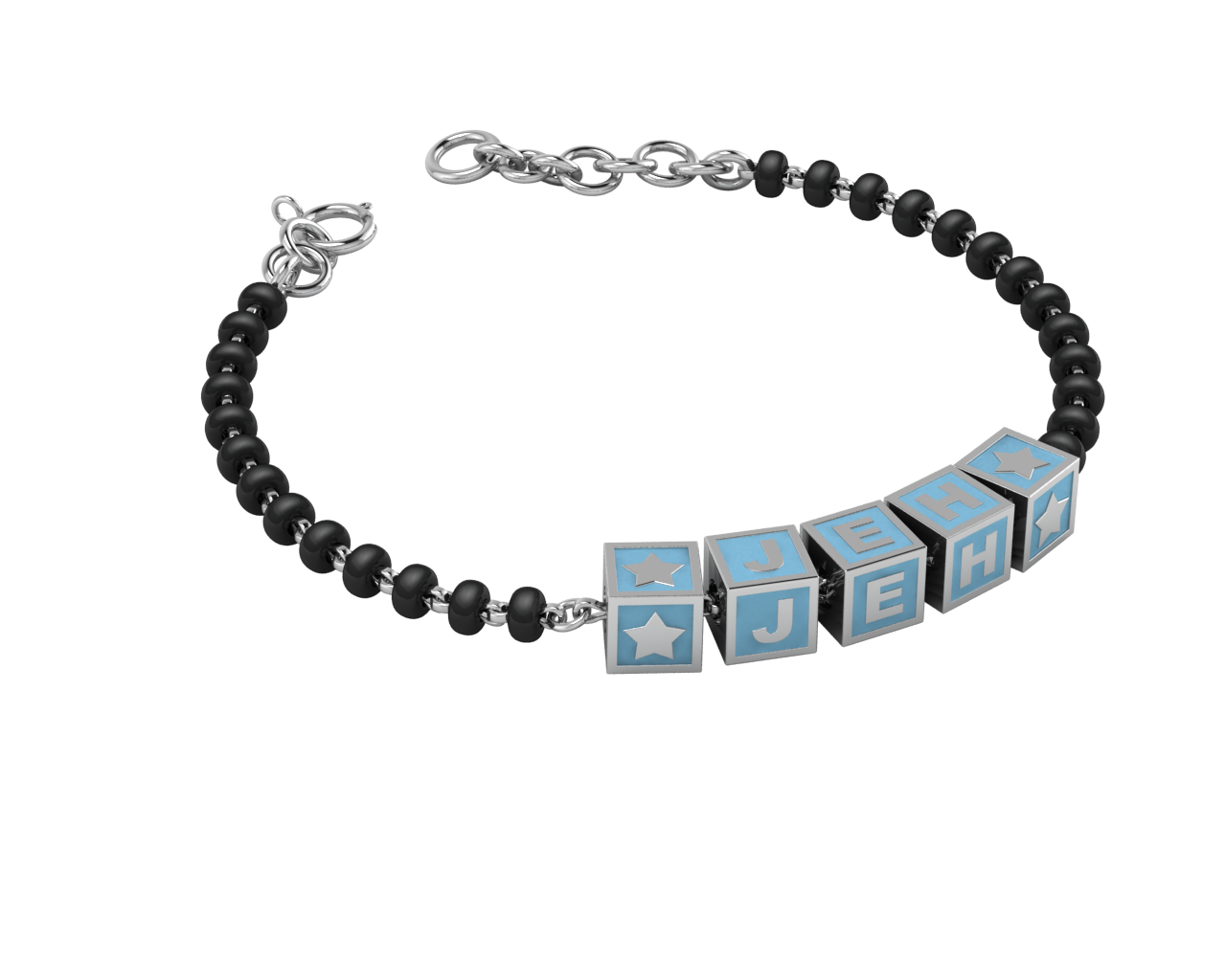 Sterling Silver Name Nazariya For Baby & Child With Square Babykubes 4 / Blue