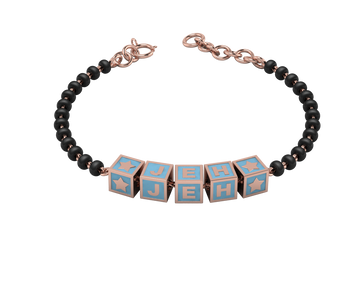 Sterling Silver Name Nazariya For Baby & Child With Square Babykubes-18Kt Pink Gold Plated