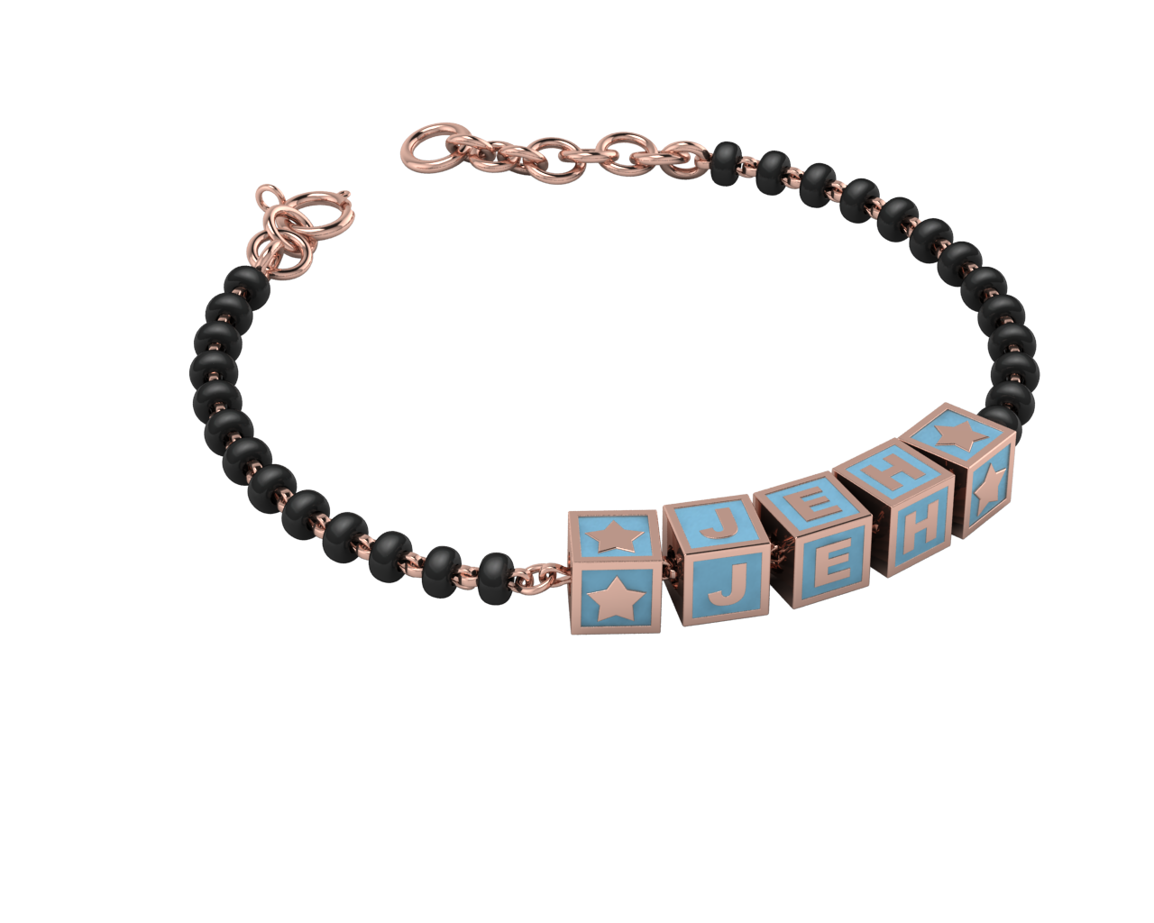Sterling Silver Name Nazariya For Baby & Child With Square Babykubes-18Kt Pink Gold Plated 4 / Blue