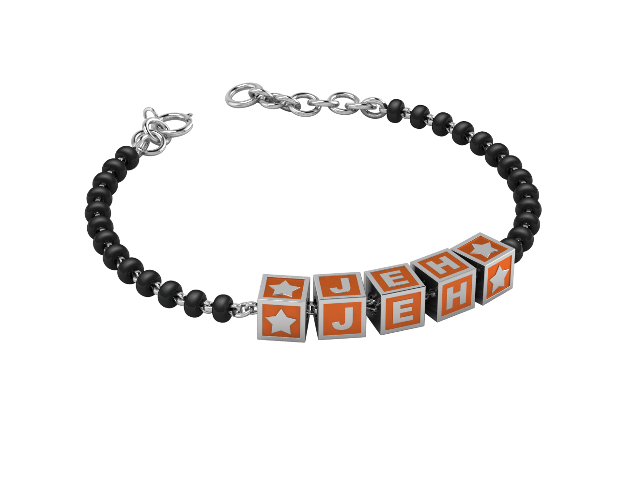 Sterling Silver Name Nazariya For Baby & Child With Square Babykubes 4 / Orange