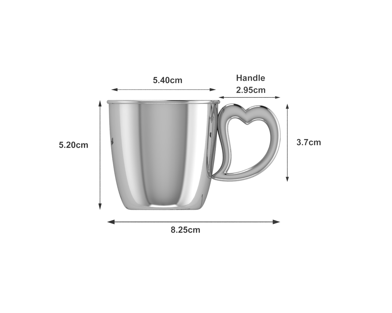 Sterling Silver Baby Cup With Heart Handle Cups
