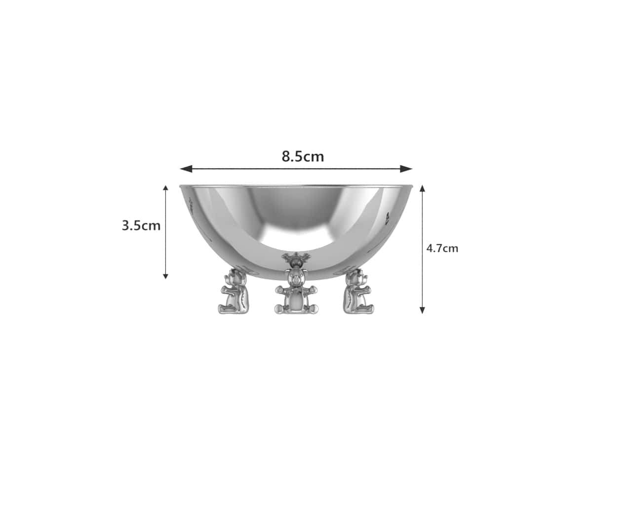 Sterling Silver Bowl for Baby and Child - Teddy supports
