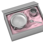 Silver Plated Gift Set For Baby - Hamper With Twisted Design Bowl Cup And Spoon Pink Hampers
