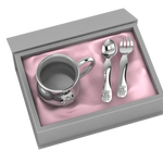 Silver Plated Gift Set For Baby - Hamper With Teddy Cup And Spoon Fork Set Pink Hampers