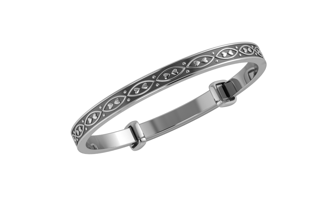 Sterling Silver Baby Bracelet Kada adjustable with oxidised design