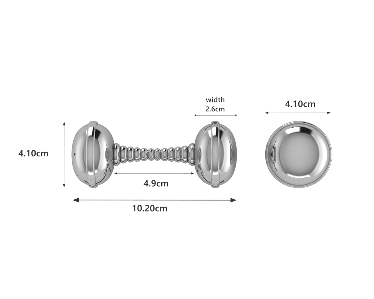 Silver Plated Twisted Dumbbell Baby Rattle