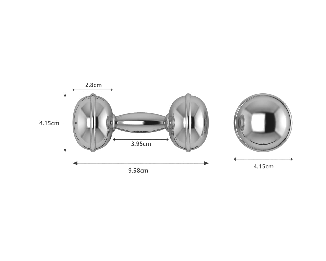 Sterling Silver Classic Dumbbell Baby Rattle