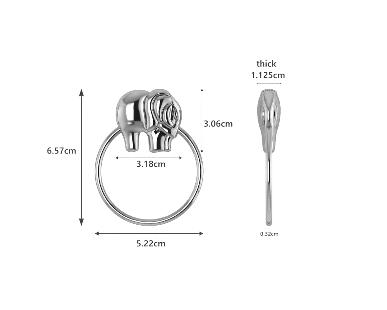 Sterling Silver Elephant Ring Baby Rattle