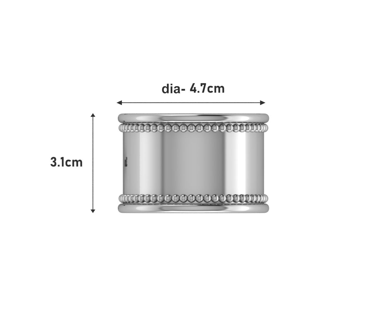 Silver Plated Napkin Ring Set of 2 - Beaded Round