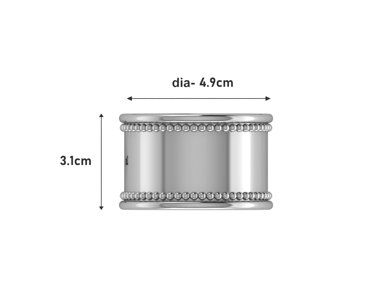 Silver Plated Napkin Ring Set of 2 - Beaded Oval
