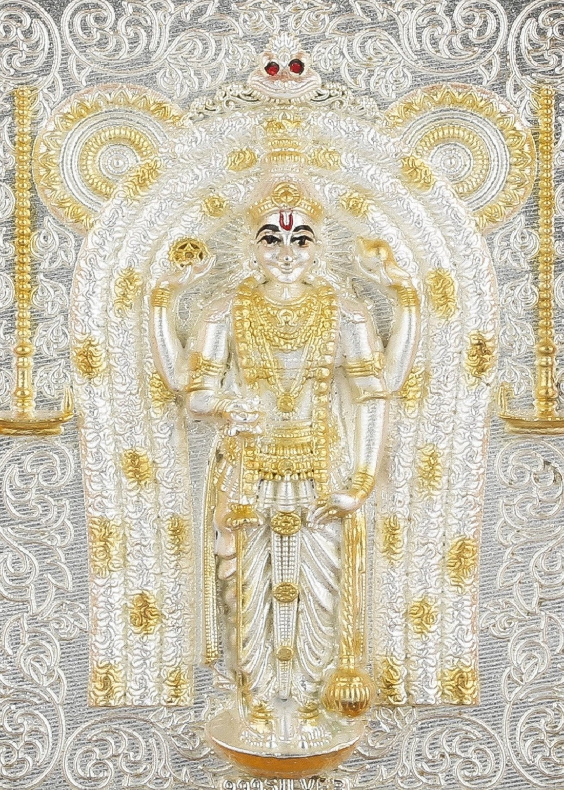 Pure Silver God Photo Frame of Guruvayurappan by Isvara