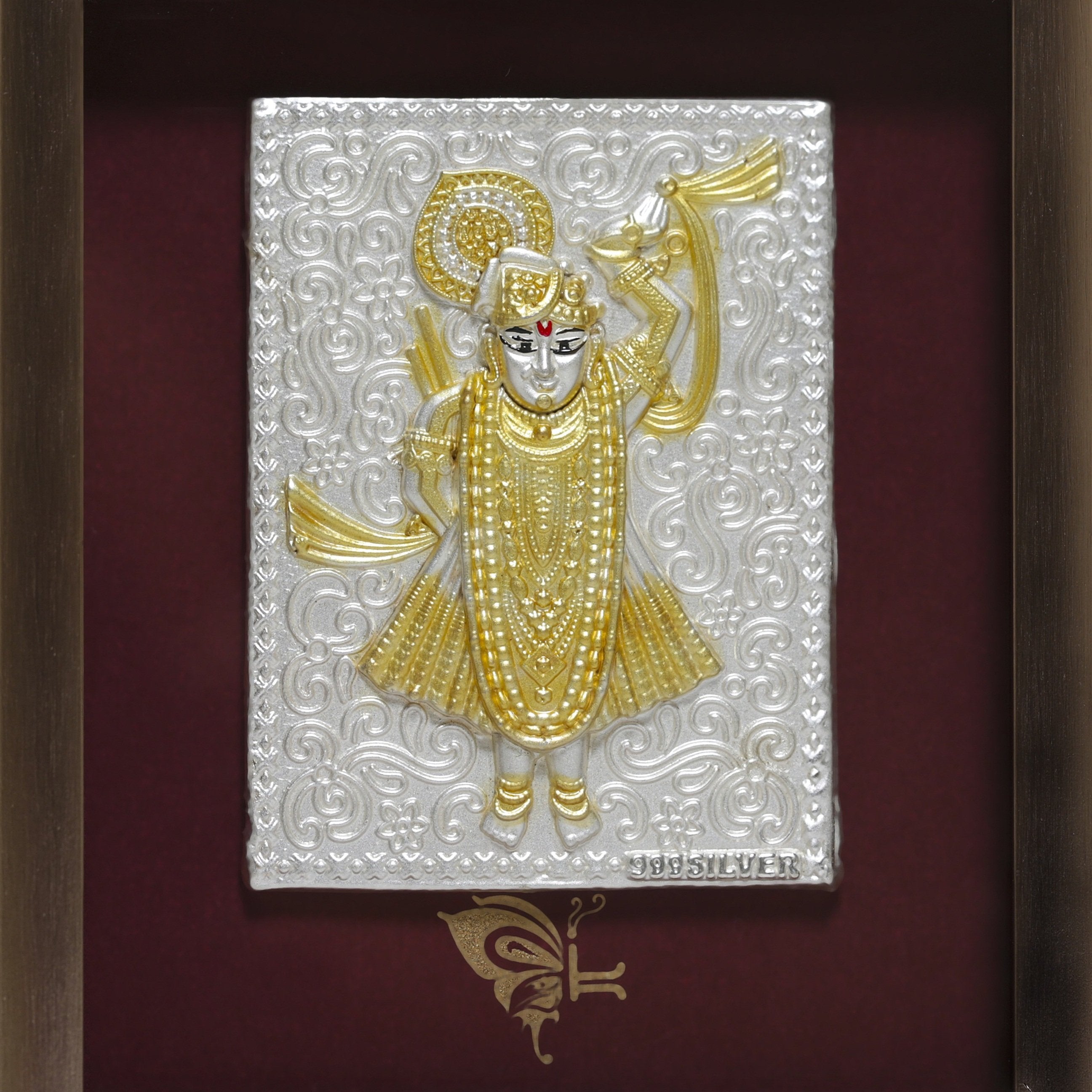 Pure Silver God Photo Frame of Shreenathji by Isvara
