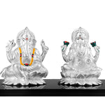 999 Pure Silver Ganesh Laxmi Idols By Krysaliis Isvara Medium