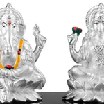 999 Pure Silver Ganesh Laxmi Idols By Krysaliis Isvara Large