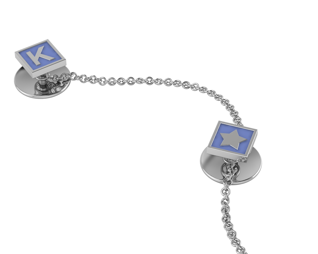 Sterling Silver Initial Enamelled Kurta Buttons-Square Babykubes Blue Babykubes Kurta Buttons