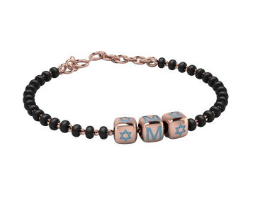 Sterling Silver Initial Nazariya For Baby & Child With Dice Babykubes- 18Kt Pink Gold Plated 4 /